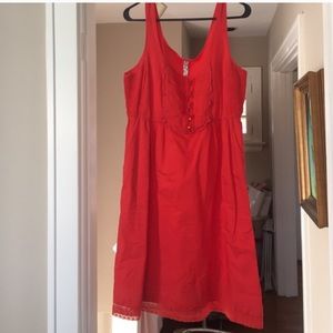 Anthropologie day dress. Red/coral color.